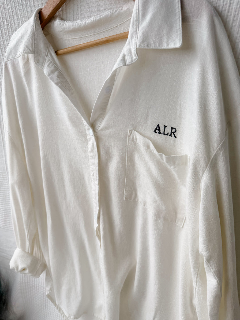 Linen Button Down: Embroidered Initials