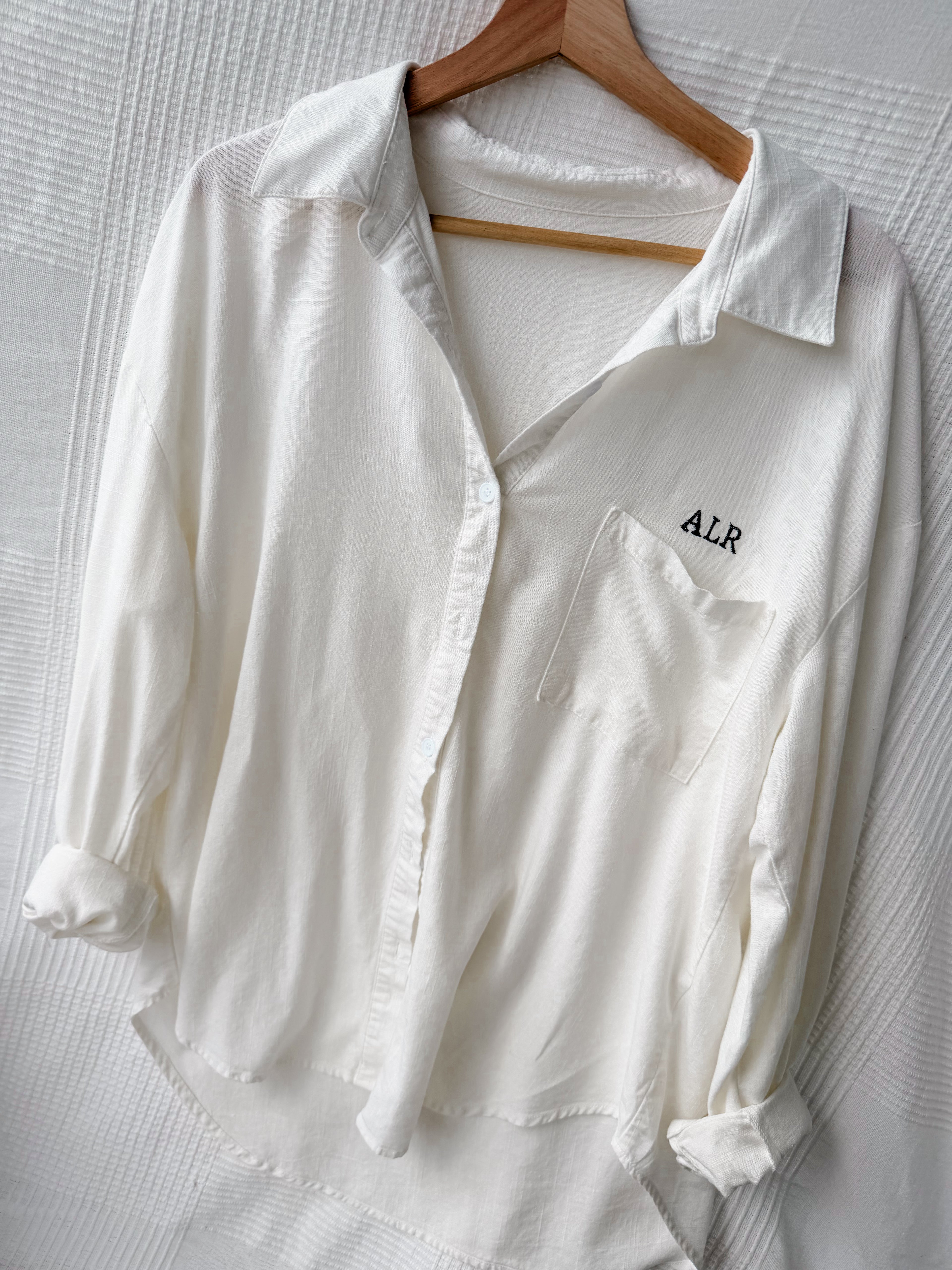 Linen Button Down: Embroidered Initials