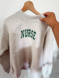 Nurse Polka Dot Embroidered Crewneck Sweatshirt