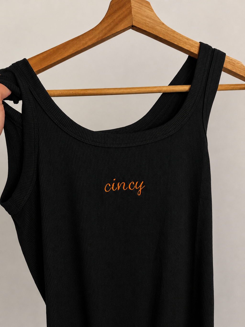 Cincy Embroidered Black Tank