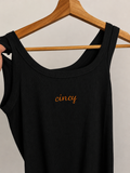 Cincy Embroidered Black Tank